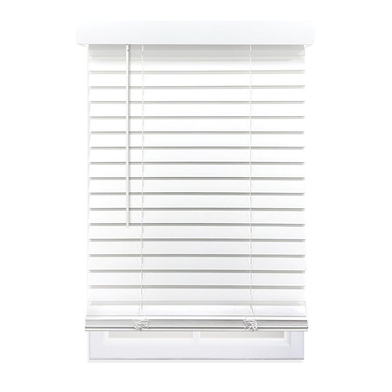 2-inch Room Darkening Slat Cordless Faux Wood Horizontal/Venetian Blind in Smooth White Finish, 60.5"W X 72"L