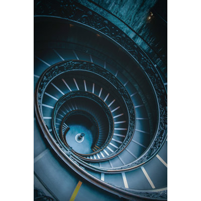 " Circular Descending Stairway, Dramatic, Blue, Ornate, Classic "