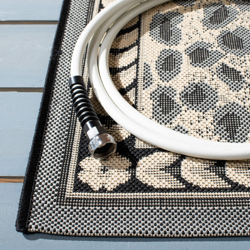 Grey and Black Animal Print Indoor/Outdoor Rug