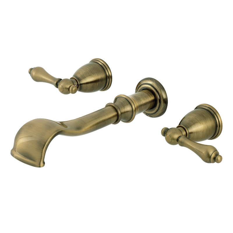 Kingston Brass Two-Handle 3-Hole Wall Mount Roman Tub Faucet, Antique Brass