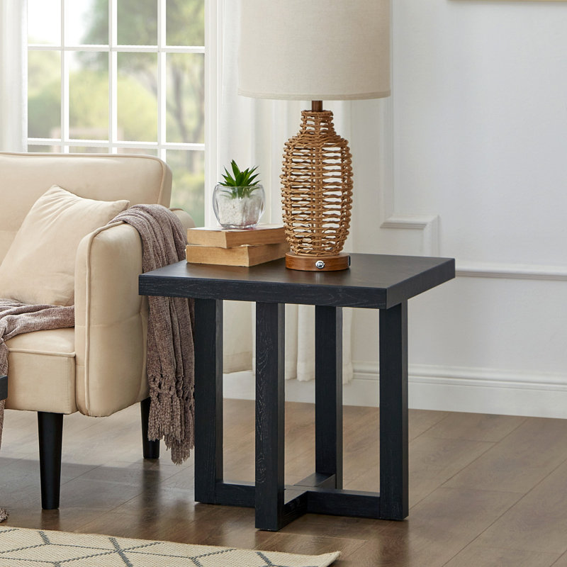 Table de bout contemporaine, noir, H 21,92 po x l 22,05 po x P 22,05 po, Noir