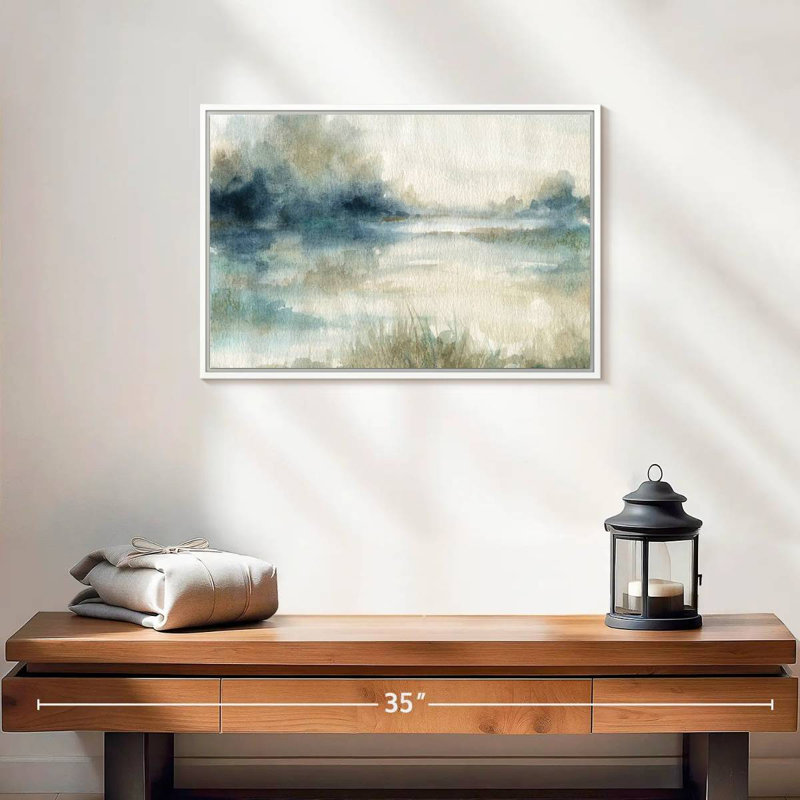 Still Still Waters II, 19 po x 13 po, Cadre flottant blanc