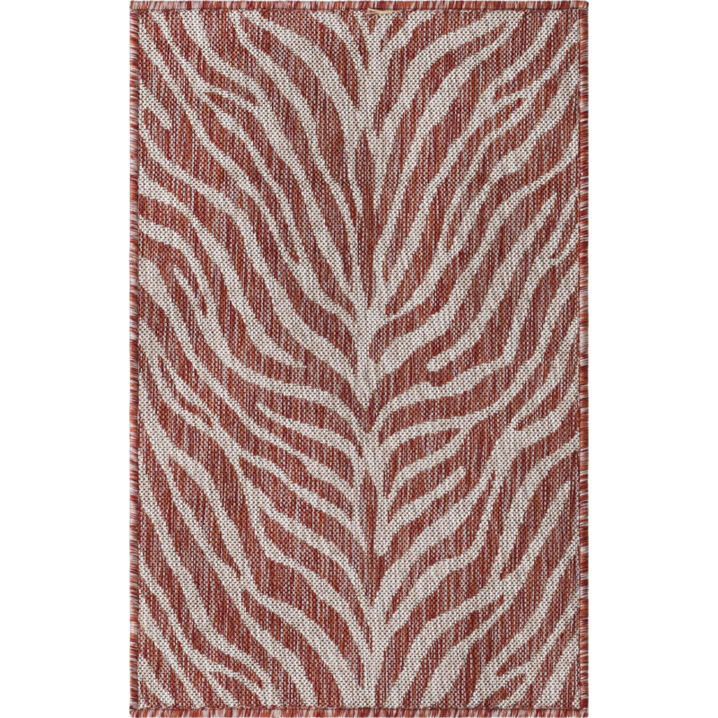 Rust Red Tsavo Indoor/Outdoor Safari Rug, Rectangle 5'3" x 7'10"