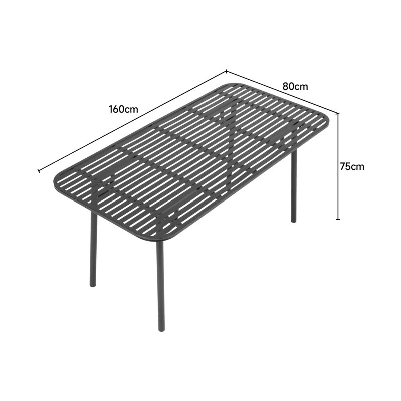Rectangular Outdoor Table, 72.5cm H x 160cm W x 80cm D