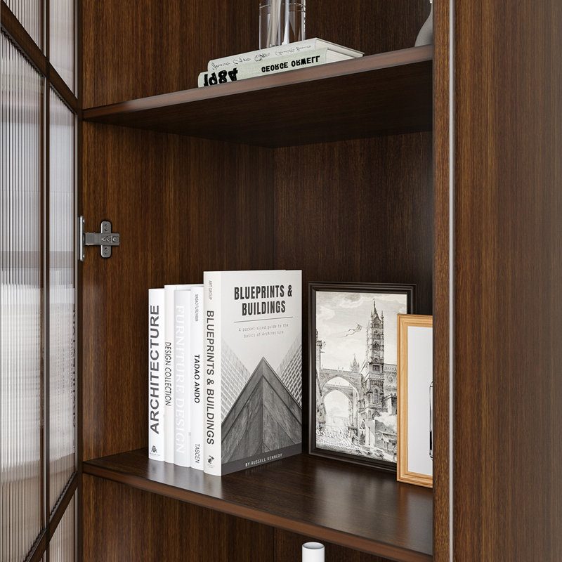Dark-coffee Solid Wood + Glass Display Cases
