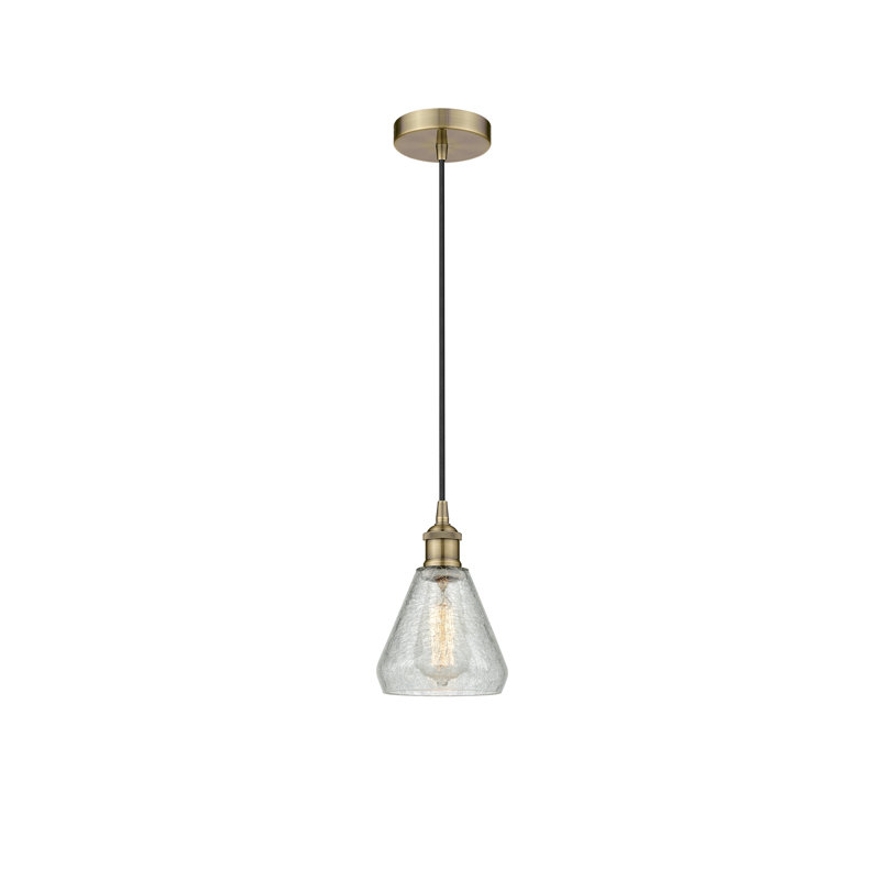 Luminaire suspendu conique à 1 lumière Petronille, Laiton antique