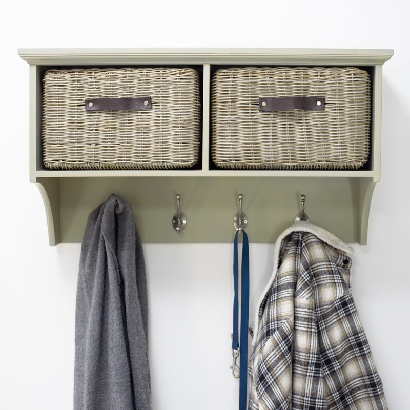 Anita Solid Wood Cube Shelf, Sage Green/Brown
