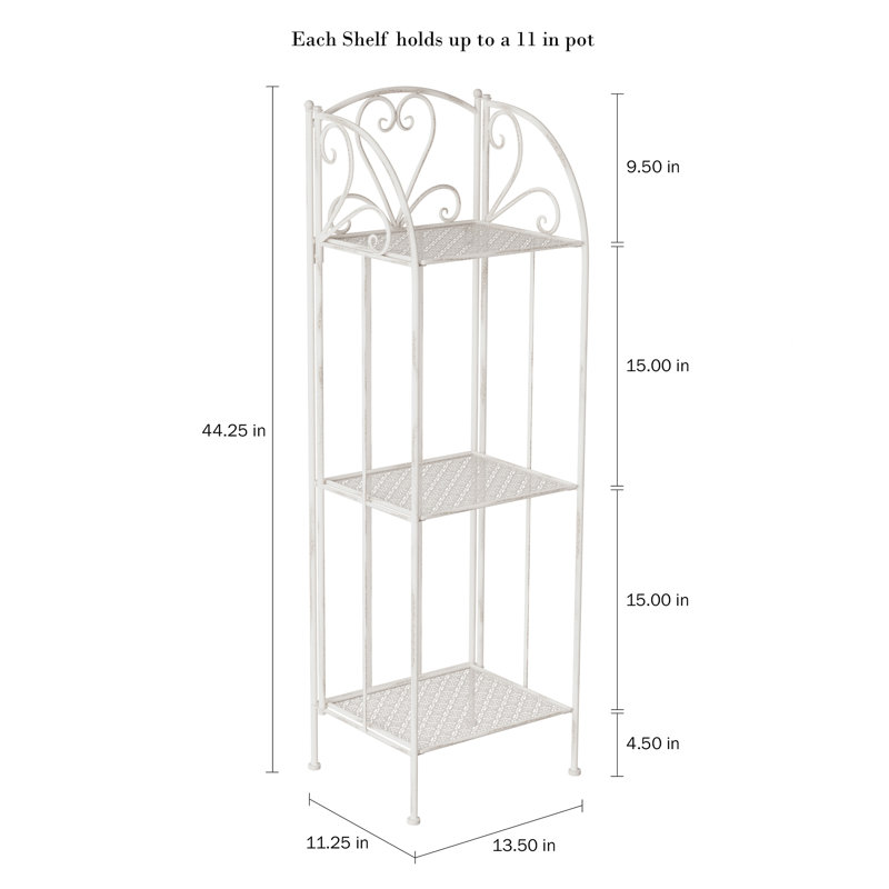 Support pour plante Peirce - présentoir de jardin vertical à 3 niveaux avec tablettes décalées, Blanc