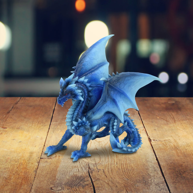 8.5"W Blue Dragon Sitting Figurine