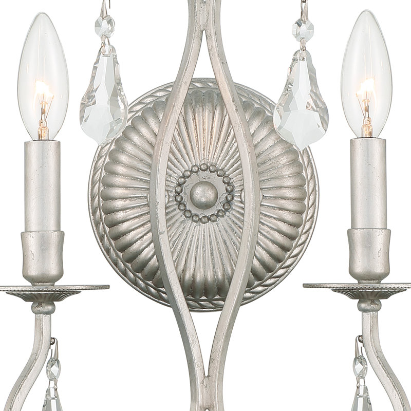 Archivaldo 2 - Light Dimmable Candle Wall Light, Old Silver, Clear Majestic Wood Polished