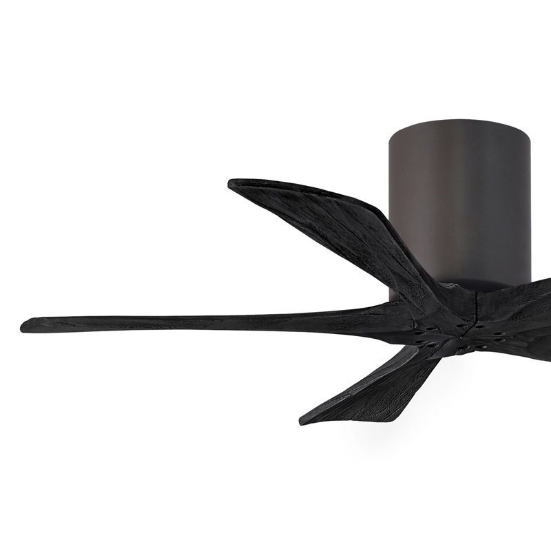 60" Irene 5-Blade Hugger Ceiling Fan with Wall Remote, 42", Matte Black, Textured Bronze