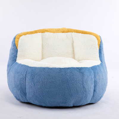 Fauteuil à billes surdimensionné, canapé en fausse fourrure multicolore rempli d'éponge déchiquetée, grand canapé-lit pour le salon, aucun assemblage requis, noir + blanc + gris