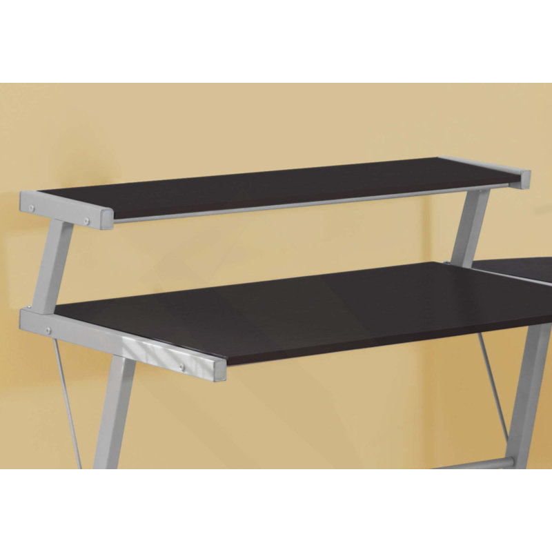 Bureau d'ordinateur, bureau personnel, coin, forme de L, travail, ordinateur portable, métal, contemporain, moderne