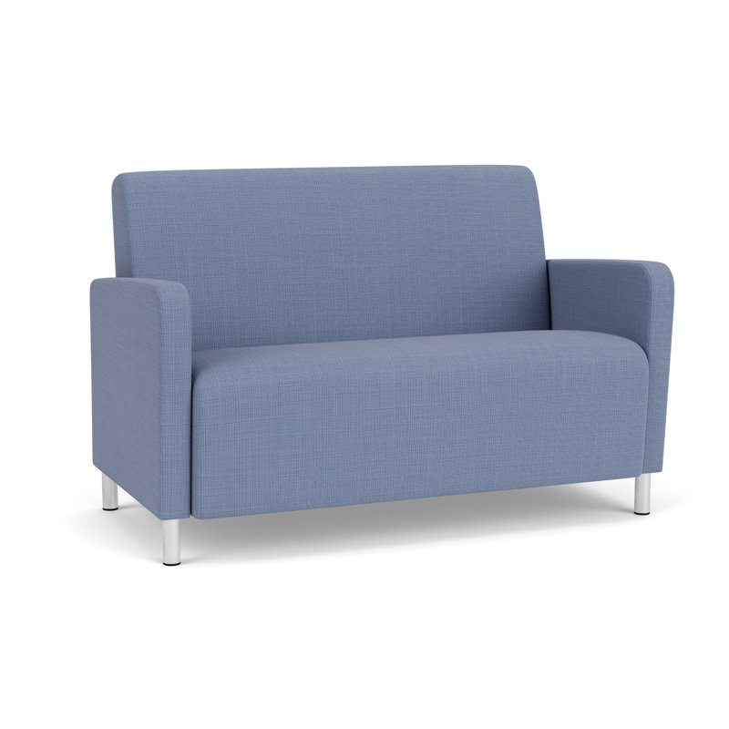 Causeuse de réception Ravenna, Acier brossé, Chambray bleu marine clair