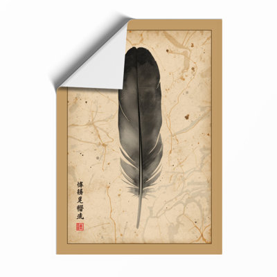 Feather On Aged Paper Japandi - Print