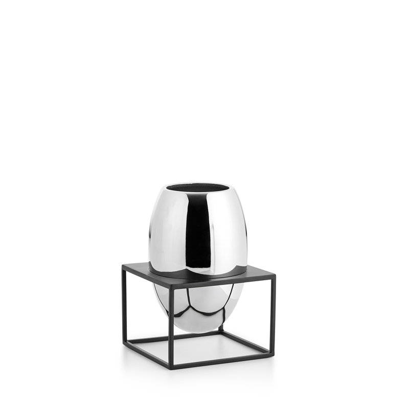 Solero Nickel Table Vase, 21cm H x 14cm W x 14cm D