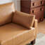 Petit canapé 66 po en similicuir, petit canapé avec coussin épais et pieds en bois, pour appartement compact, brun clair