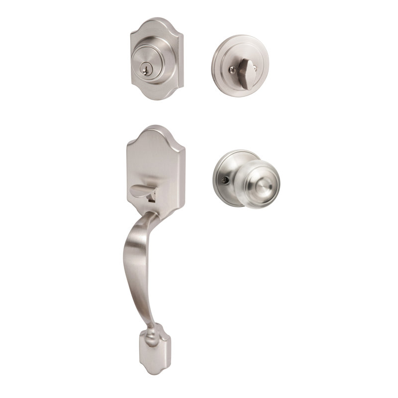 Ensemble de poignées corail, Nickel satiné, Réversible, Bouton Juniper