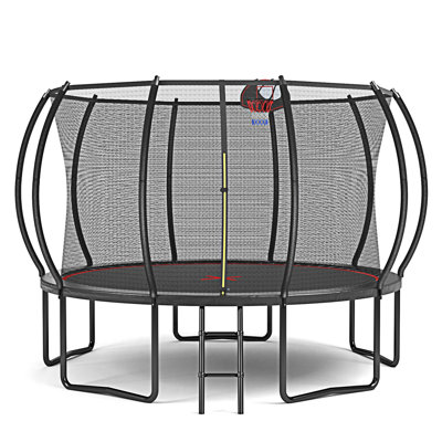 12Ft Trampoline Pumpkin- Ladder-Black Red