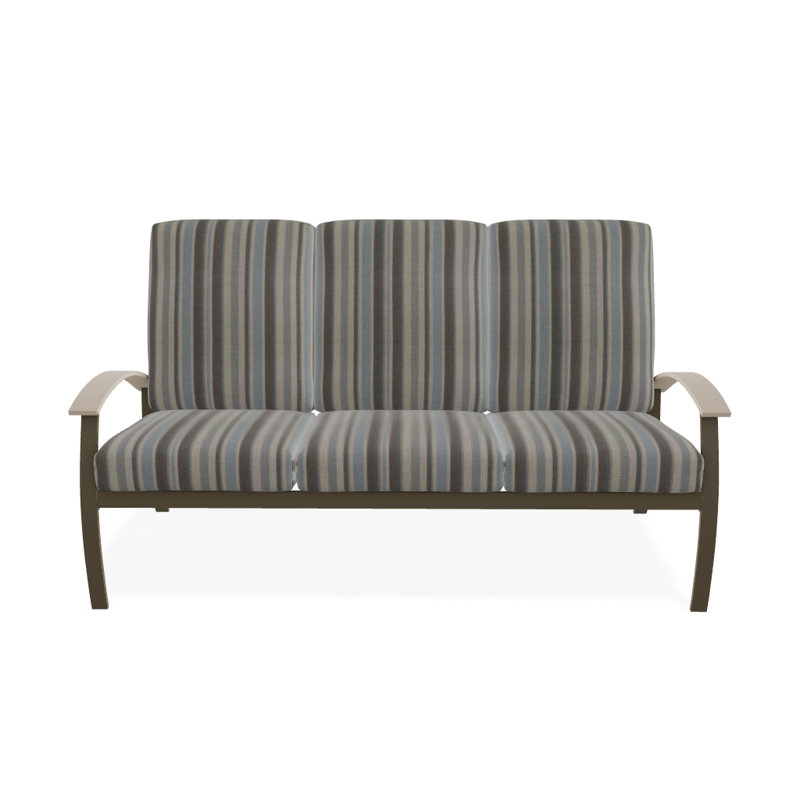 Canapé de patio 3 places avec coussins Askar, Aperçu de nuage, Bois de plage texturé
