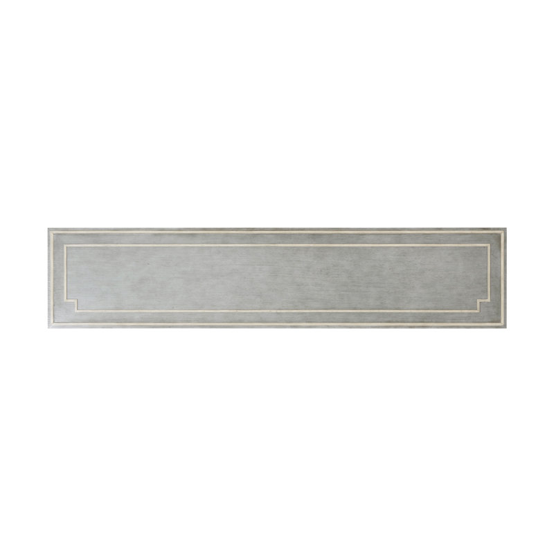 Light Stockton Grey Limestone Low Bookcase Console with Brass Handles