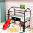 Twin Size Metal Loft Bed With Slide And Writing Board-471501928