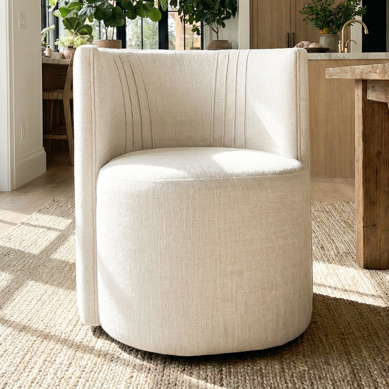 Chaise de baril texturée avec roulettes dissimulées, Beige