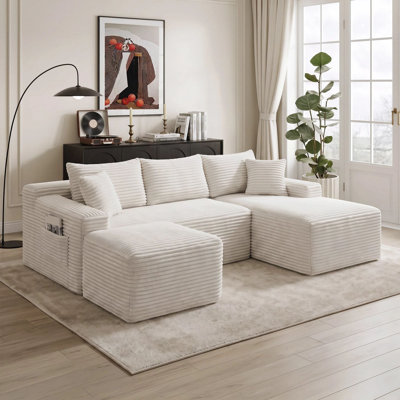 Canapé d'angle en forme de U Cloud de 240 cm (94,5 po), canapé modulable à assise profonde avec fonction de couchage, aucun assemblage requis pour le salon et la chambre à coucher