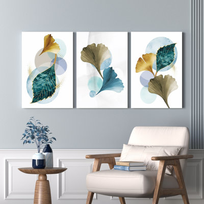 Motif abstrait de feuilles, reproduction d'art sur toile, ensemble botanique moderne (ensemble de 3)