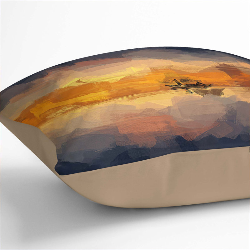 A Boat At Sunset In Abstract Square Throw Cushion, Stone, 55 x 55 cm