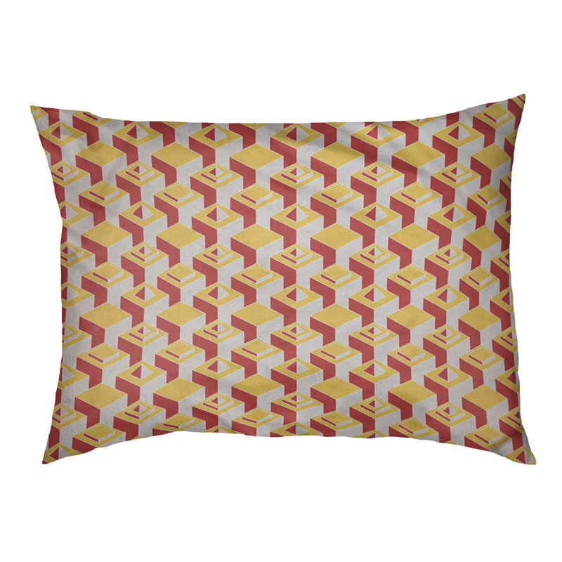 Coussin pour chien intérieur à motif skyscrapers Chen, Petit (l 28 po x P 6 po x H 18 po), Jaune / Rouge