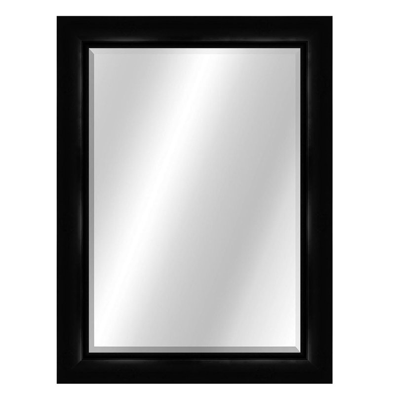 Wood Wall Mirror, Matte Black, 35" x 29"