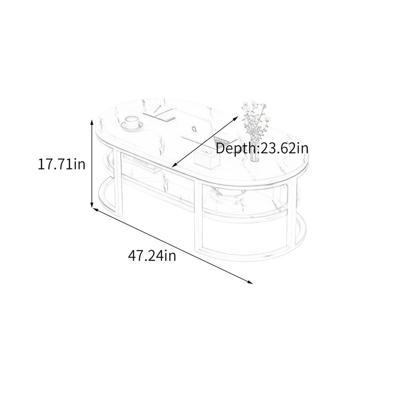 Sedalia, H 17,71 po x L 47,24 po x l 23,62 po, Blanc/Noir