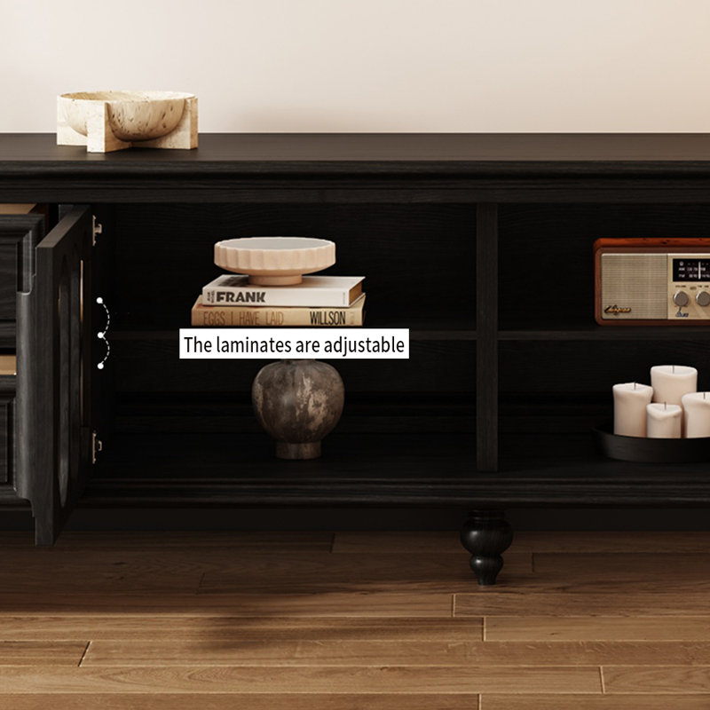 American retro style TV stand, 70.87", Black