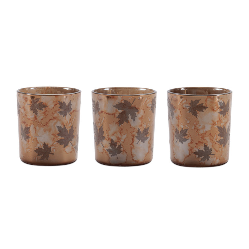 Porte-votives en verre à feuilles d'automne (ensemble de 3), 3.2