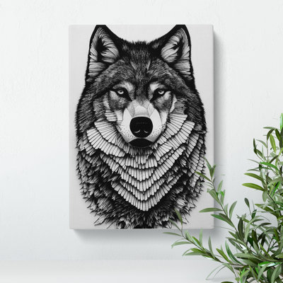 Monochrome Wolf No.2 - Wrapped Canvas Print