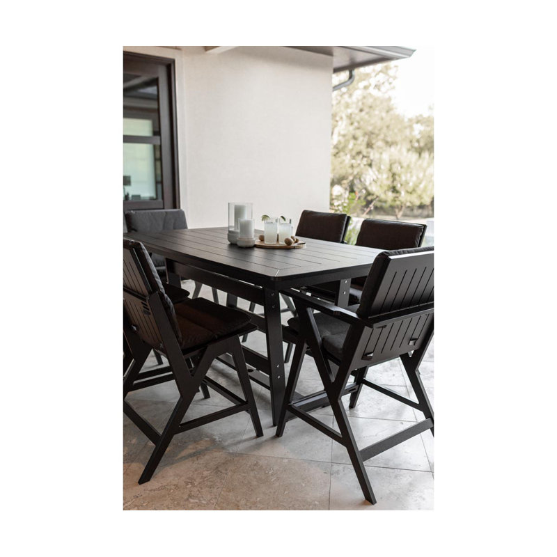 Hudson Outdoor Bar Table, Hammered Top Bronze, Berry