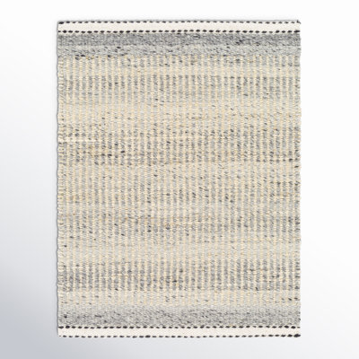 Lessie Striped Handmade Flatweave Wool/Jute Gray/Beige Area Rug