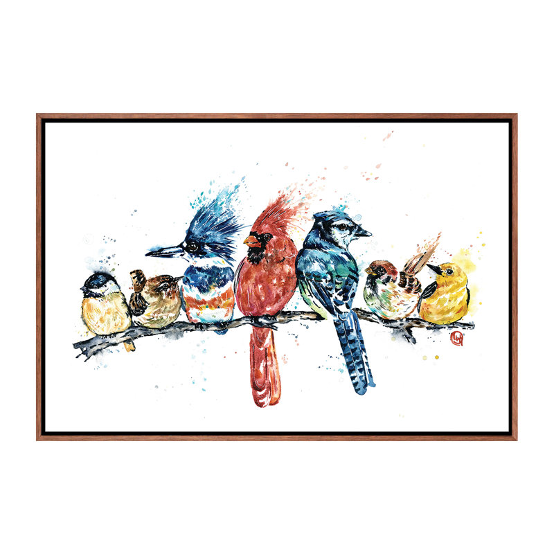 «Birds on a Branch» par Lisa Whitehouse - impression d'art graphique, H 18 po x l 26 po x P 1,5 po, Pas de tapis