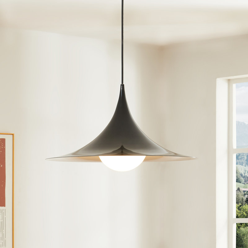 Niurka 17.7" W 1-Light Steel Pendant , Black