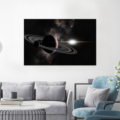 Starry Sky 3D Canvas Wall Art Featuring a Beautiful Galaxy and Saturn View for a Perfect Addition to Your Dad's Office or Baby Boy's Room