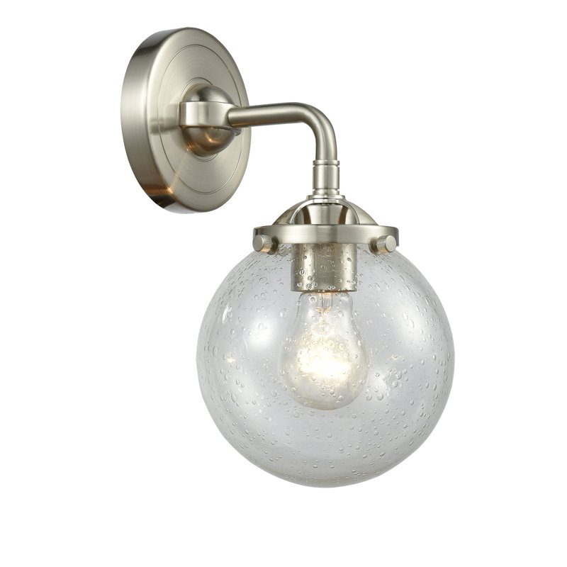 Clementina Armed Sconce, Gloss White, LED, Brushed Satin Nickel