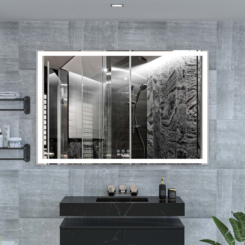 60x40 Inch Silver Aluminum LED Bathroom Vanity Mirror