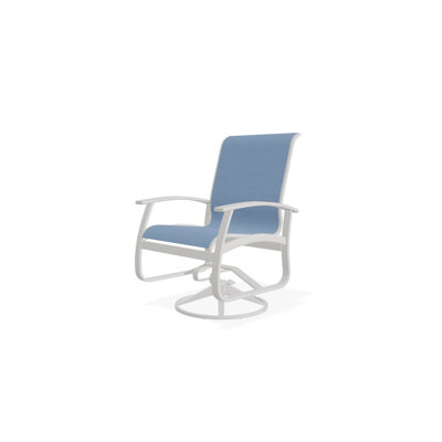 Belle Isle Sling Aluminum Frame Dining Height Swivel Rocker with Marine Grade Polymer Arm Accent
