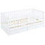 Lit de jour simple blanc avec garde-corps de clôture et 2 tiroirs pour les petites chambres, maximisant l'espace de rangement