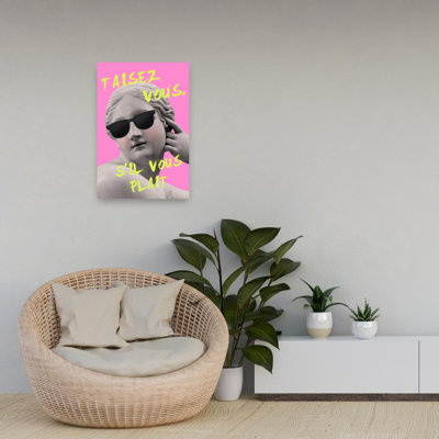 Sassy French Statue Modern Playful Retro Architecture Wall Art Print 1 Piece Wrapped Canvas Wall Art