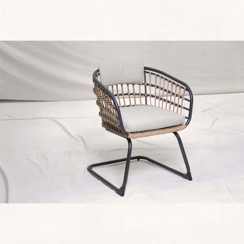 Ensemble de 2 chaises de salle à manger en osier léger avec coussins amovibles