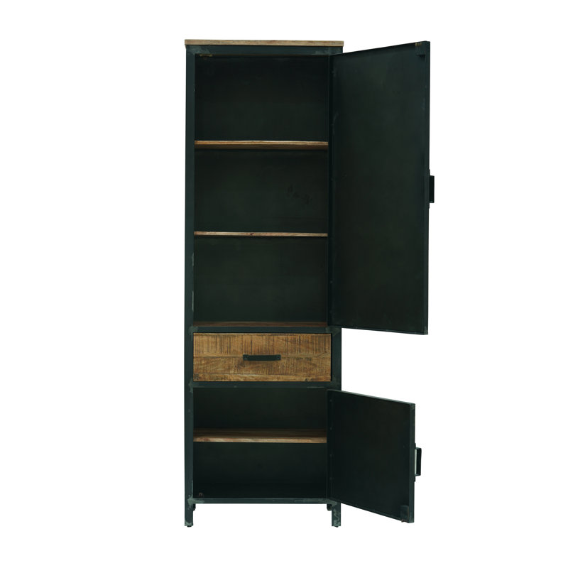 Industrial Solid Mango Wood Tall Bookcase