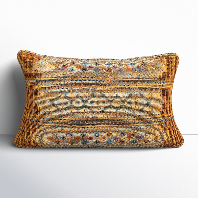 Geometric Outdoor Throw Pillow, 12"H x 18"W, Gold