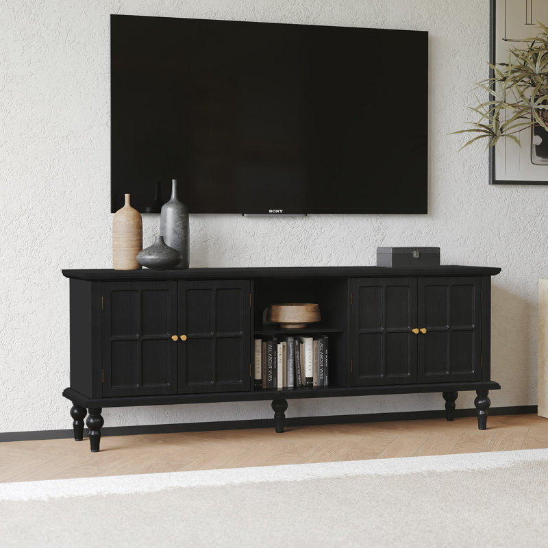 66"TV Stand For Tvs Up To 75", Entertainment Center With Storage, Black